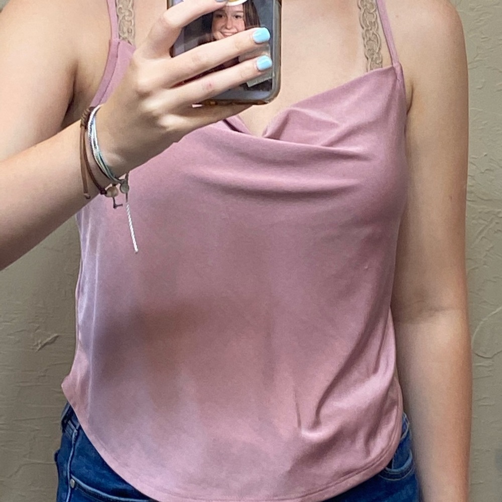 COWL NECK PINK SHIMMER TANK TOP